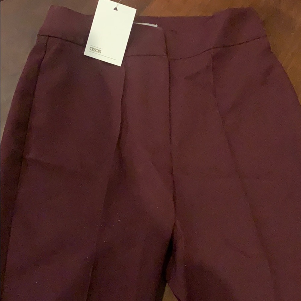 Wine color straight leg pants